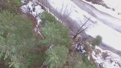 Fly over the freezing river Stock-Footage 79988307