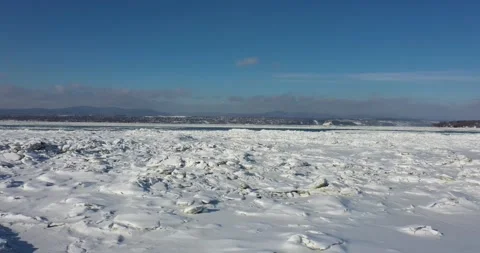 Fly over frozen river Video stock 151551349