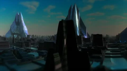 Fly Over Future City Stock Footage 11429011