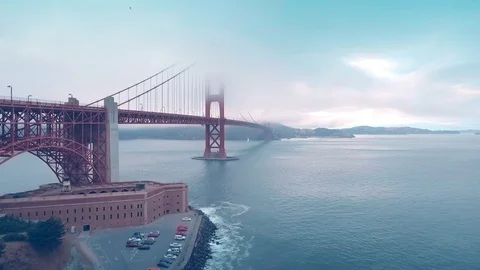 Fly Over the Golden Gate Bridge in San Fransisco Stock Footage 71733911