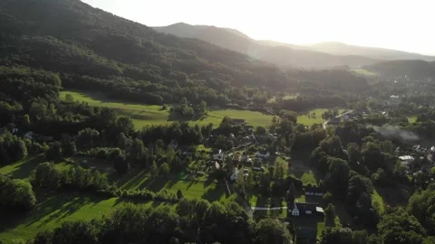 Fly-by Over a Hilly Countryside Stock Footage 152867549