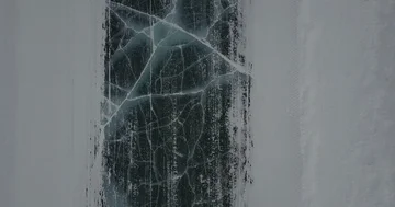 Fly over Ice road. Dolly In, looking down Stock Footage 85922292