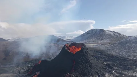 Fly over the Icelandic volcano Stock Footage 243937948