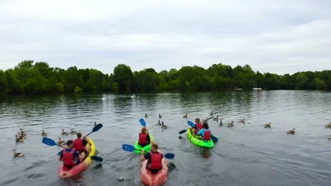 Fly over Kayaks Stock Footage 220791711