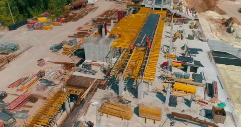 Fly over a large construction site. Large construction site top view Stock-Footage 180037379