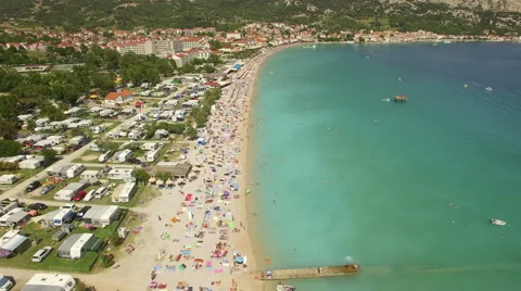 Fly over long sandy beach Stock Footage 56323843