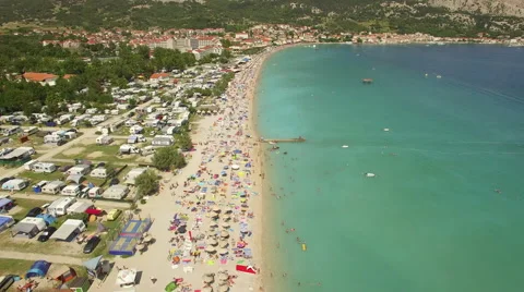 Fly over long sandy beach Stock Footage 56335146