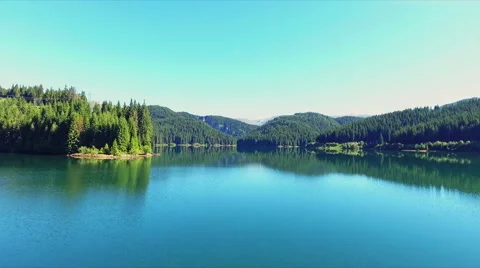 Fly Over Mirror Mountain Lake At Sunrise Stock Footage 66311228