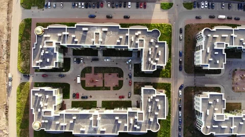 Fly over modern housing complex Stock Footage 92335390