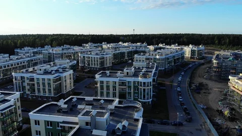 Fly over modern residential district in North Europe Stock Footage 92665599