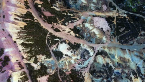 Fly over Mount Perry open pit copper mine Wales 4 Stock Footage 233452526