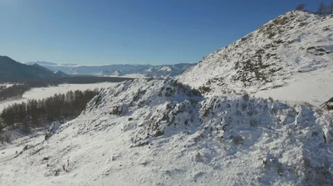 Fly over the mountain and overall view on the valley 4K Stock Footage 57253935