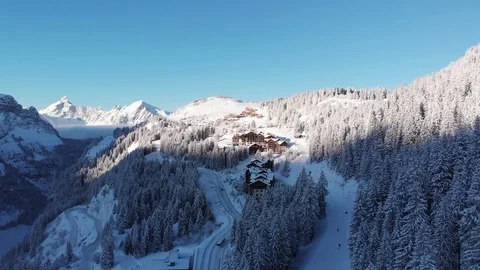 Fly in over mountain scene in the alps Stock Footage 124784317