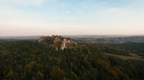 Fly over Mountain Zborów  Stock Footage 68889479