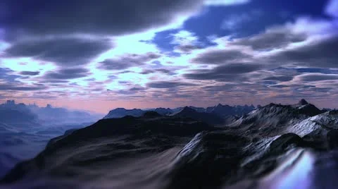 Fly over the mountains &amp; river Stock Footage 11401326