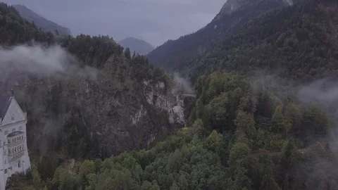 Fly Over Neuschwanstein Castle On The Background Of Bavarian Alps, Bavaria (5) Stock Footage 117336400