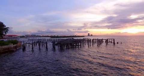 Fly over old pier 動画素材 97076721