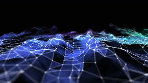 Fly over polygonale color plane. Technology data concept in way. Stock Footage 148944659