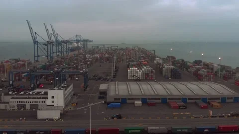 Fly over port Stock Footage 145368324