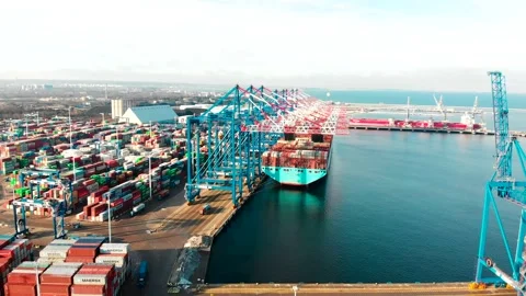 Fly over port Stock Footage 147218752