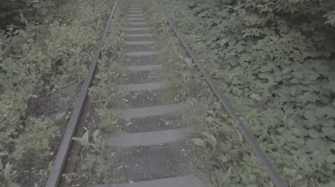 Fly over railways close to the ground Stock Footage 64768829