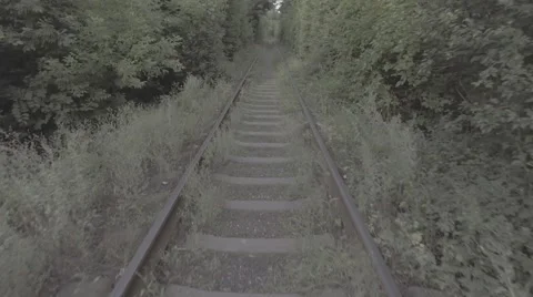 Fly over railways close to the ground Stock Footage 64768909