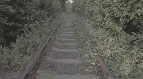 Fly over railways close to the ground Stock Footage 64769039