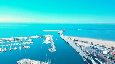 Fly over Rimini dock 스톡 동영상 98530949