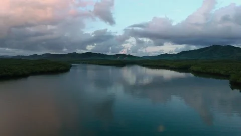 Fly over river at Phang Nga bay in the morning, Thailand Stockbeeldmateriaal 333286387