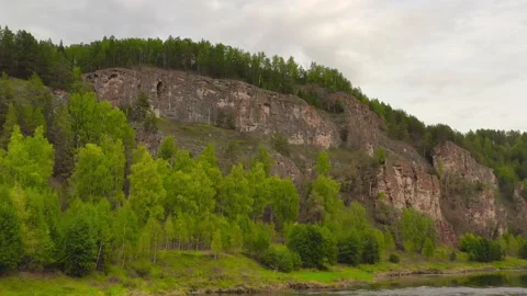 Fly over the river to the rocks. Stock Footage 139856872