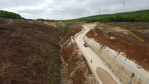 Fly over road construction Stock Footage 170928764