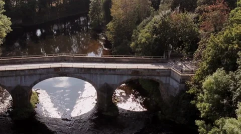 Fly over Romantic River and Bridge 01 Stock Footage 41864891