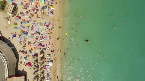 Fly over sandy beach Stock Footage 56333299