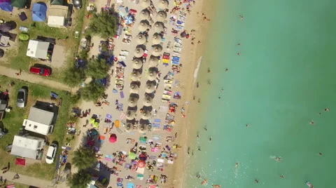Fly over sandy beach Stock Footage 56333669