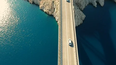 Fly over sea bridge Stock Footage 92704763
