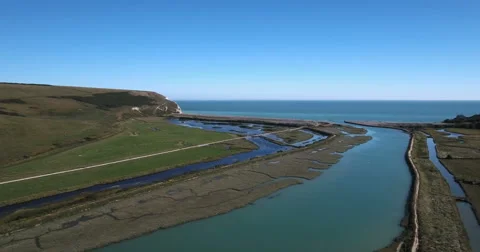 Fly over a small river Stock Footage 66689840