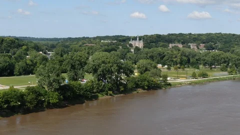 Fly over small town Stock Footage 114750864