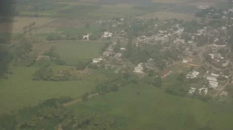 Fly Over Small Town in India Stock Footage 10800524