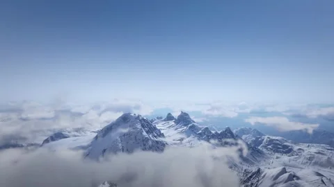 Fly over snow mountain cloud fog Stock Footage 267318594