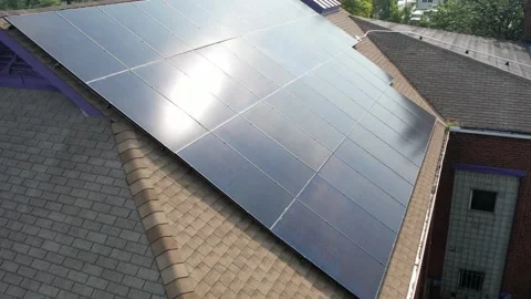Fly Over Solar Panels on Building Stock Footage 262702169
