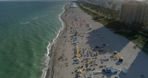 Fly over south beach miami florida sunny day Stock Footage 85828897