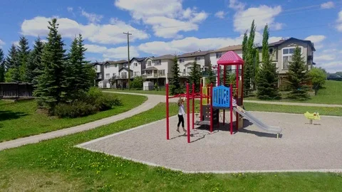 Fly Over Tori on Monkey Bars Stock Footage 92131081