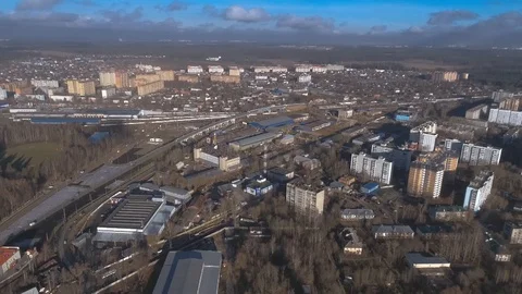 Fly over town Stock Footage 89505151