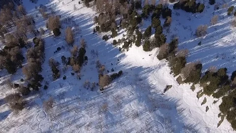 Fly over trees to Montalbert post process Stock Footage 128937327