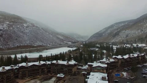 Fly over vail ski resort Stock Footage 75040458