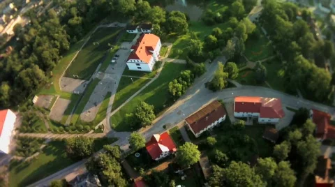 Fly over village on balloon Video stock 831773