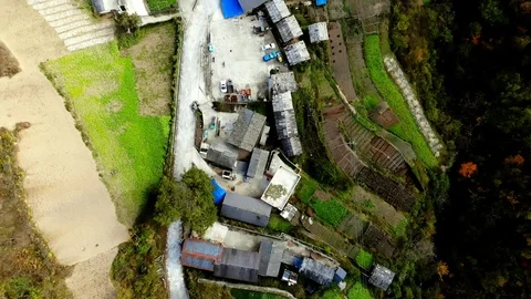 Fly over village Video stock 122162199