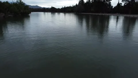 Fly over the water, park design Thays. Aerial drone Stock Footage 148698147