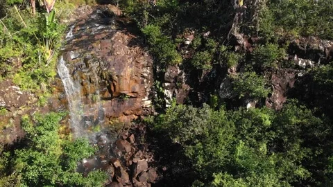 Fly over the waterfall. Mauritius nature Stockbeeldmateriaal 141080698