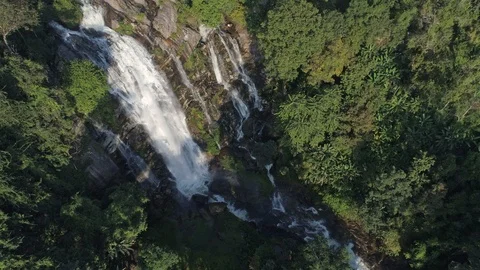Fly over the waterfall, nature, forest, Thailand Stock Footage 92274222